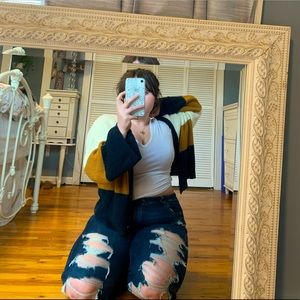 Fall / Spring Oversized 3 block tone Cardigan